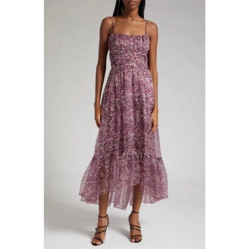 CINQ À SEPT Daria Purple Silk Midi-Dress - Size 6